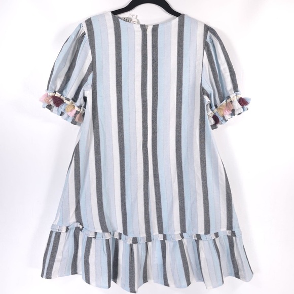 Loveriche Mini Dress Flare Striped Tassels Ruffled Hem Cotton LD42842 SMALL - Picture 6 of 14
